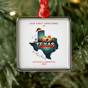 First Christmas In Texas State Personalised Metal Tree Decoration