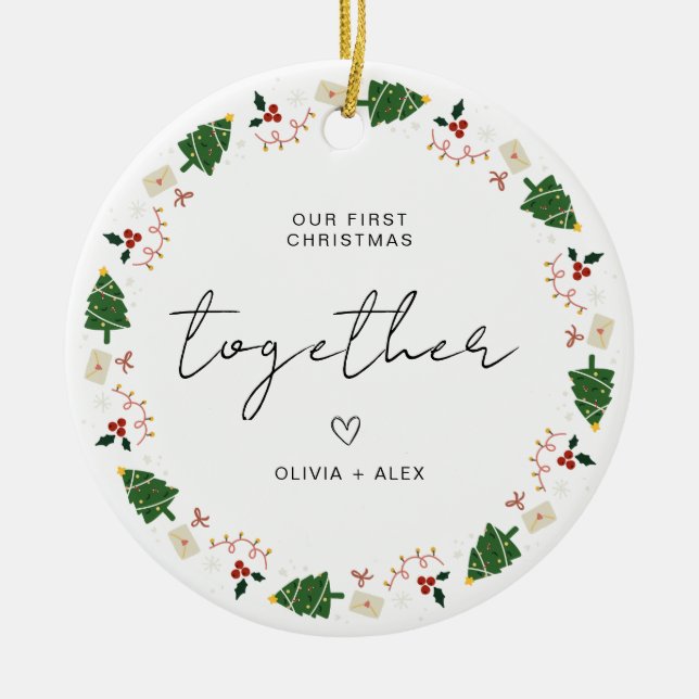 First Christmas keepsake Christmas Couple Gift Ceramic Tree Decoration (Front)