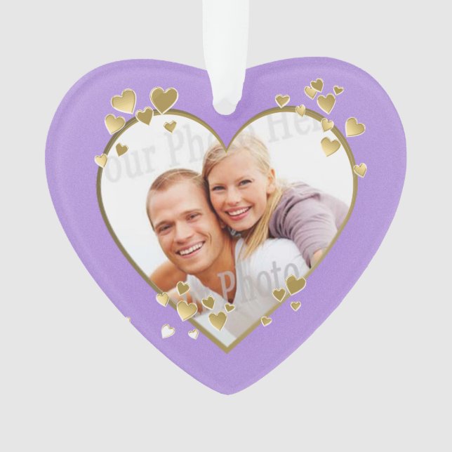 First Christmas Lavender Heart Photo Ornament (Front)