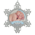 First Christmas Light Blue Baby Boy Photo
