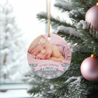 First Christmas Light Pink Baby Girl Photo