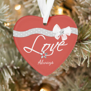 First Christmas Love Heart husband wife Ornament