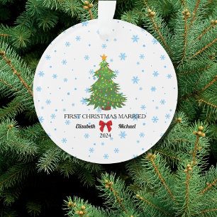First Christmas Married 2024 Custom Couple Acrylic Ornament