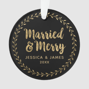 First Christmas Married and Merry Ceramic Ornament