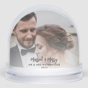First Christmas Married and Merry Photos Custom Snowglobe