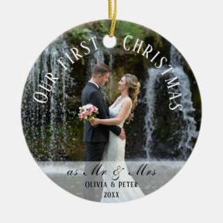 First Christmas Married as Mr. & Mrs Ceramic Tree Decoration