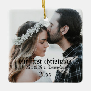 First Christmas Married as Mr. & Mrs. PHOTO Ceramic Ornament