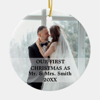 First Christmas Married as Mr. & Mrs. PHOTO Ceramic Tree Decoration