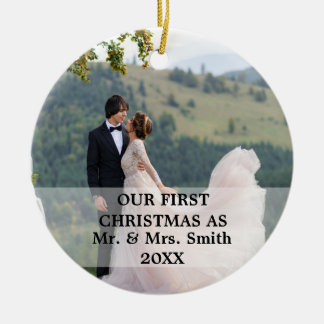 First Christmas Married as Mr. & Mrs. PHOTO Ceramic Tree Decoration