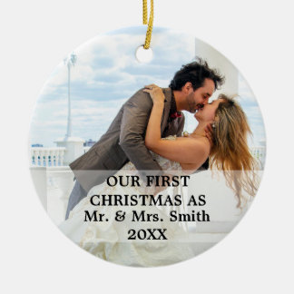 First Christmas Married as Mr. & Mrs. PHOTO Ceramic Tree Decoration