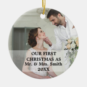 First Christmas Married as Mr. & Mrs. PHOTO Ceramic Tree Decoration