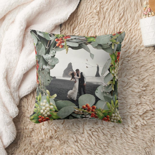 First Christmas Married as Mr. & Mrs. Photo  Cushion (Blanket)