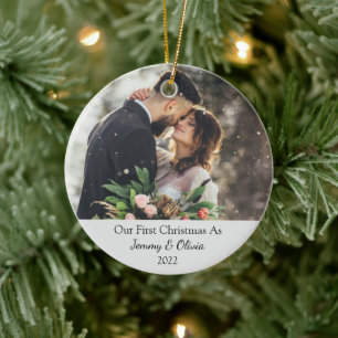 First Christmas Married as Photo Ceramic Ornament