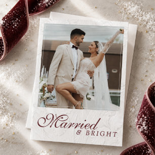 First Christmas Married & Bright Newlywed Photo Holiday Card
