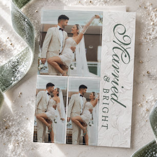 First Christmas Married & Bright Newlywed Photo Holiday Card