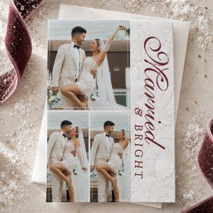 First Christmas Married & Bright Newlywed Photo Holiday Card