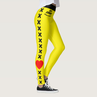 First Christmas Married Bright Yellow Black ove Leggings
