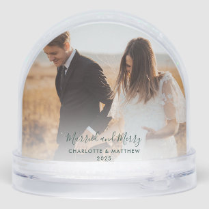 First Christmas Married Couple Wedding Photos Snowglobe
