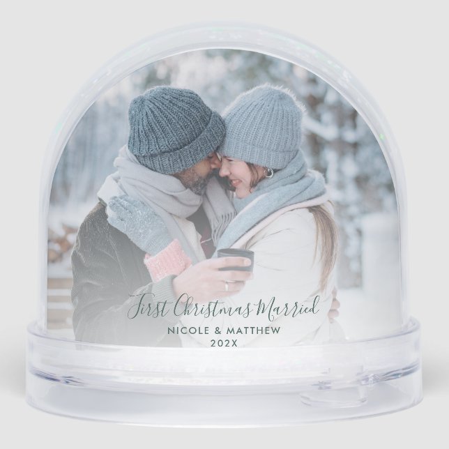 First Christmas Married Custom Photos Snowglobe (Back)