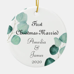First Christmas Married Eucalyptus Ceramic Tree Decoration