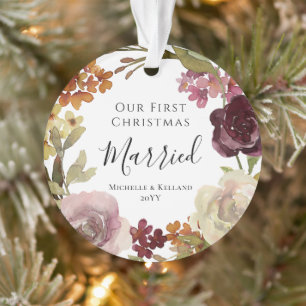 First Christmas Married Floral Ornament