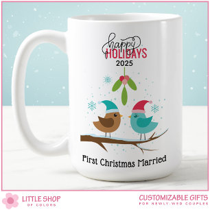 First Christmas Married Love Birds Coffee Mug