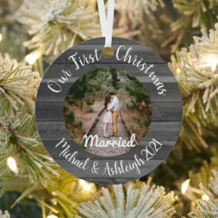 First Christmas Married Metal Ornament