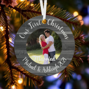 First Christmas Married Metal Tree Decoration