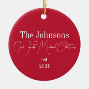 First Christmas Married Modern Typography Ceramic Tree Decoration