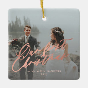 First Christmas married Mr and Mrs 2 photo  Ceramic Ornament