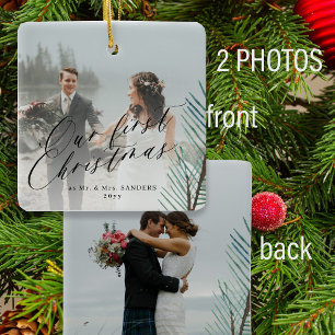 First Christmas married Mr and Mrs 2 photo Ceramic Ornament