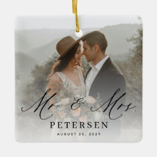 First Christmas married Mr and Mrs 2 photo Ceramic Ornament