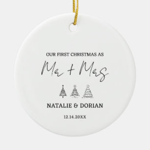First Christmas Married Mr and Mrs Tree Christmas Ceramic Tree Decoration