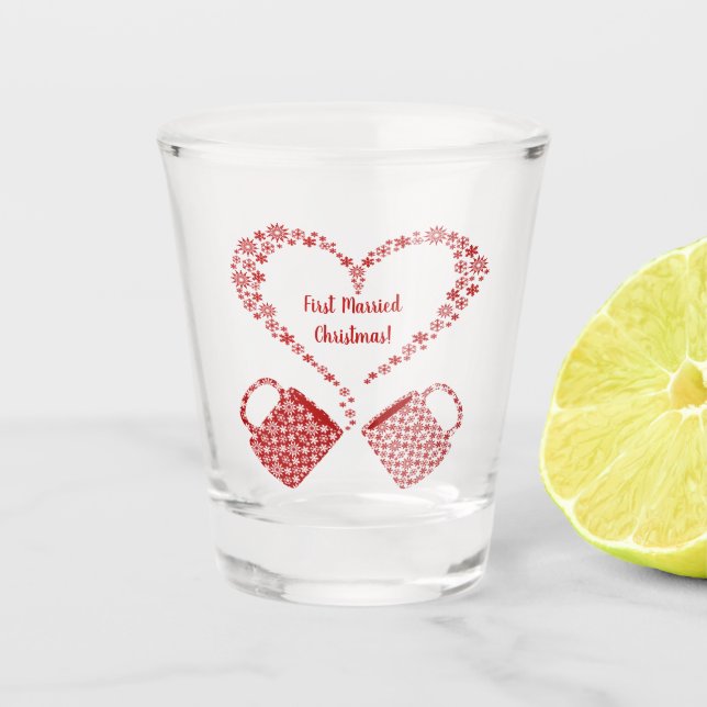 First Christmas Married Mugs Personalised Shot Glass (Front)