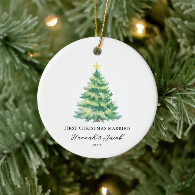 First Christmas Married Newlywed Ceramic Tree Decoration (Tree)