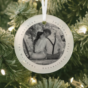 First Christmas Married Newlywed Date Established Glass Tree Decoration