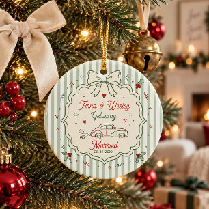 First Christmas Married Newlywed Gift Personalised Ceramic Tree Decoration