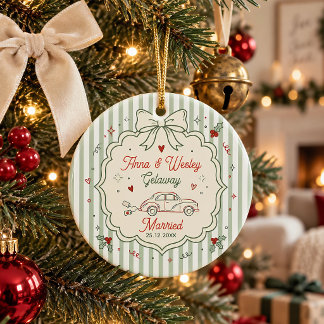 First Christmas Married Newlywed Gift Personalised Ceramic Tree Decoration