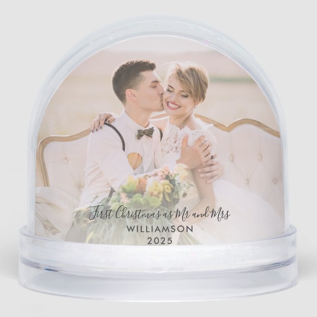 First Christmas Married Newlyweds Photos Custom Snowglobe (Front)