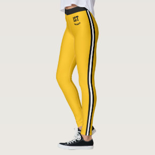 First Christmas Married NewlyWeds Yellow Striped Leggings