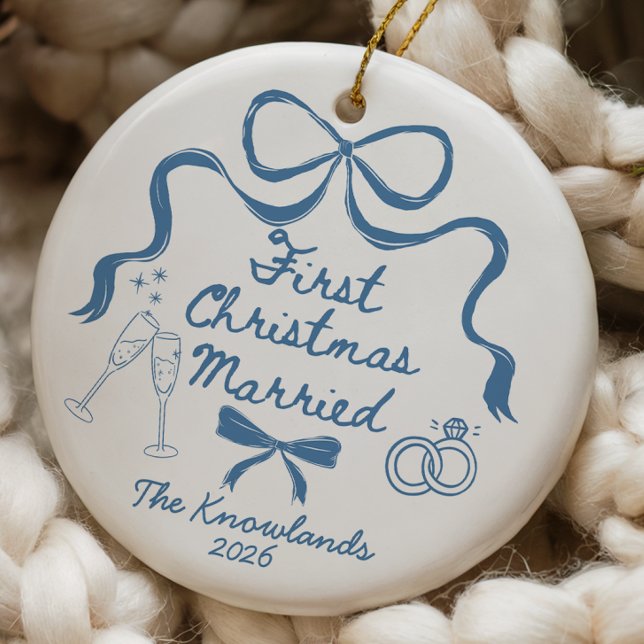 First Christmas Married Ornament 1st Anniversary (Custom First Christmas Married Ornament 1st Anniversary Gift Personalized Holiday Couple Gift Coquet)