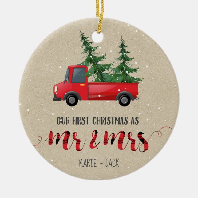First Christmas Married Ornament Personalised Gift (Front)