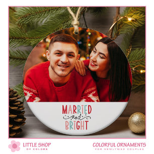 First Christmas Married Photo Ceramic Tree Decoration