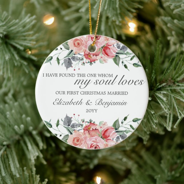 First Christmas Married Photo Christian Ceramic Tree Decoration (Tree)