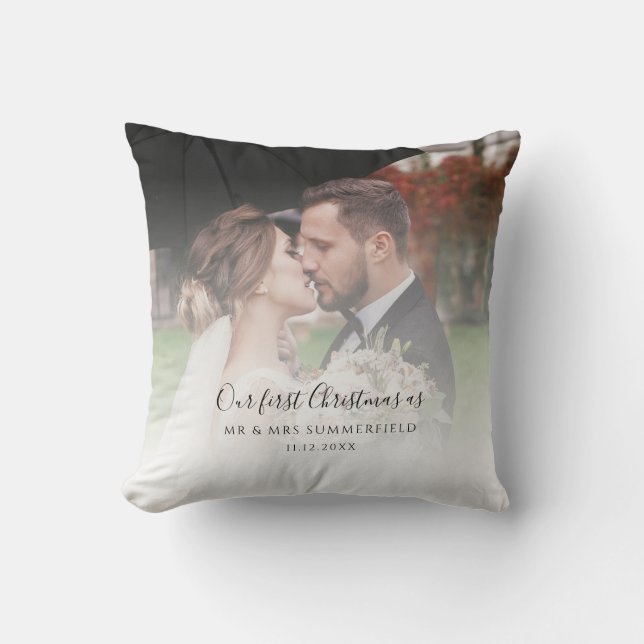 First Christmas Married Photo Personalised Cushion (Front)