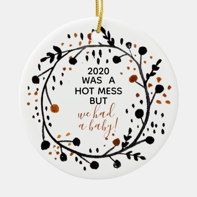 First Christmas Married Together Had a Baby Ceramic Tree Decoration (Front)