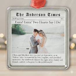 First Christmas Married | Wedding Announcement  Metal Tree Decoration
