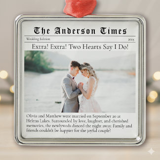 First Christmas Married | Wedding Announcement Metal Tree Decoration