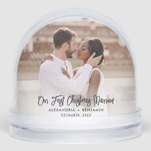 First Christmas Married Wedding Photos Snowglobe