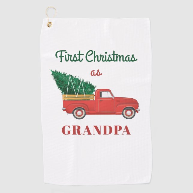 First Christmas Matching Family Holiday Grandpa Golf Towel (Front)